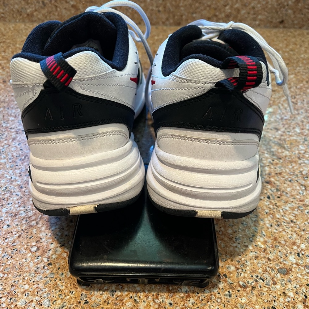 Nike Men's Nike Air Monarch White Black Red Athletic Sneakers - Picture 3 of 6